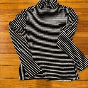 Madewell Black and White Striped Mockneck